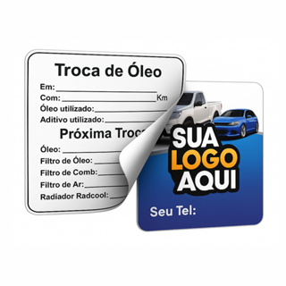 Etiqueta Troca de Óleo Adesiva + 10 Adesivos com sua logo de brinde em Oferta na Shopee