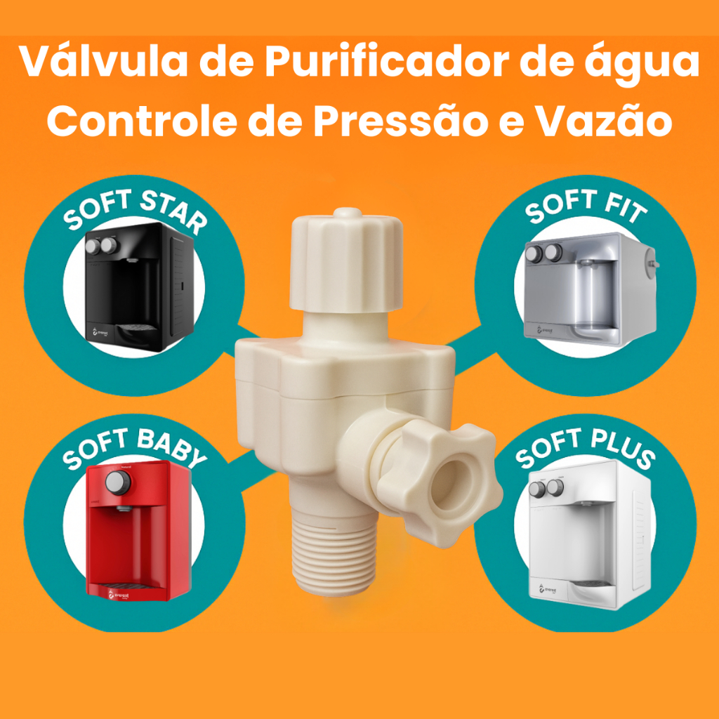 Válvula Pressão Compatível Purificador Soft Everest Controle de Pressão e Vazão de água