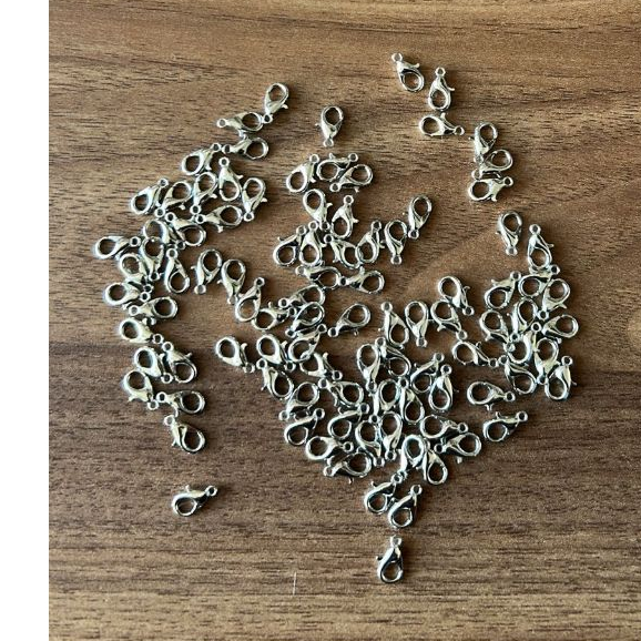 Fecho lagosta - prata - 09mm 200 peças criação de bijuterias brincos pulseiras colares chaveiros em Oferta na Shopee