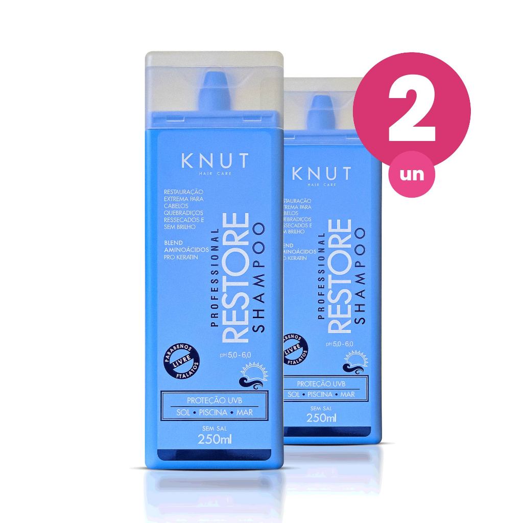 Kit 2 Shampoo Knut Restore 250ml em Oferta na Shopee