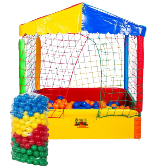 Brinquedo Infantil Piscina com 500 Bolinhas com Teto Colorido – 1x1m em Oferta na Shopee