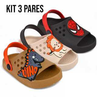 Kit 3 pares Slides Infantil Menino. Conforto e Estilo. Lucks calçados