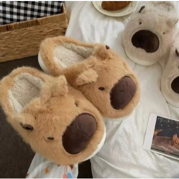 Chinelo Capivara De Pelúcia Confortável Antiderrapante Quentinho Sola Grossa Pantufa De Pelúcia Kapibara