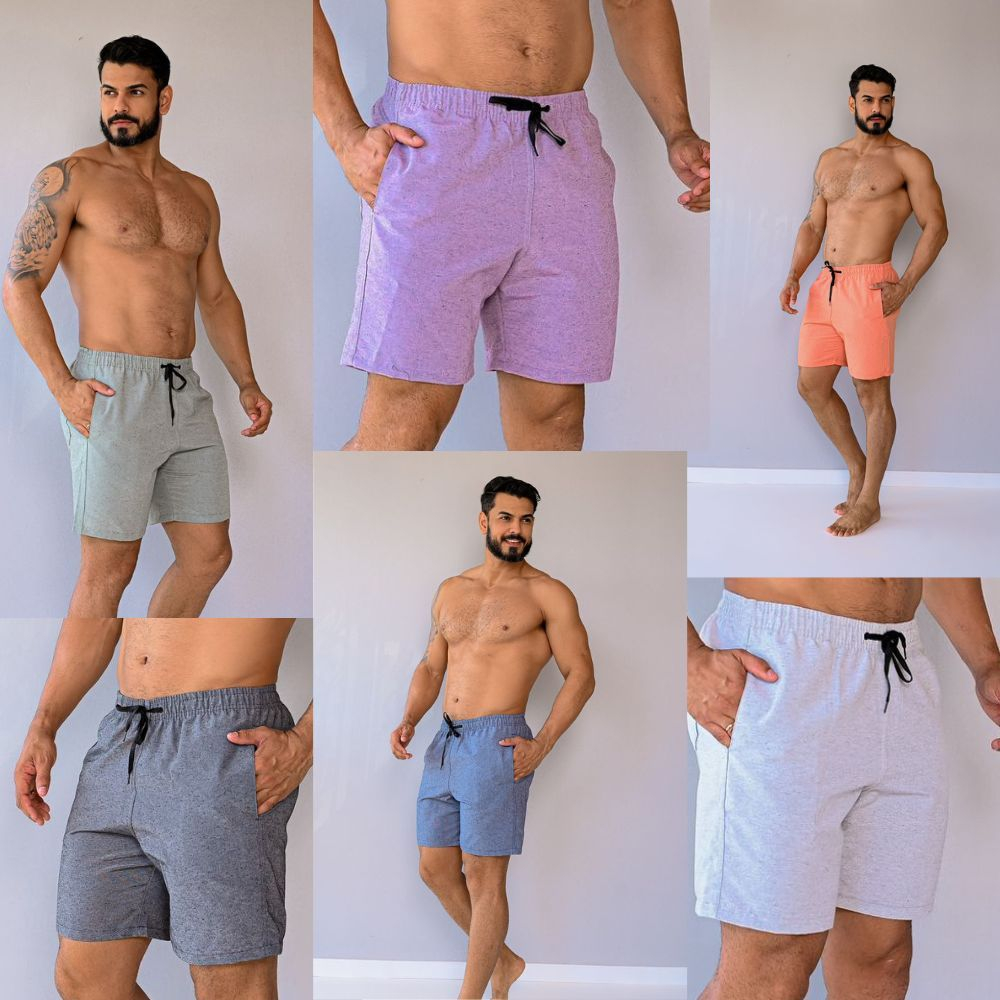Kit com 2 e 3 Short Linho Bermuda Mauricinho Sarja Colorida Qualidade Premiu Moda Praia Básico Curto