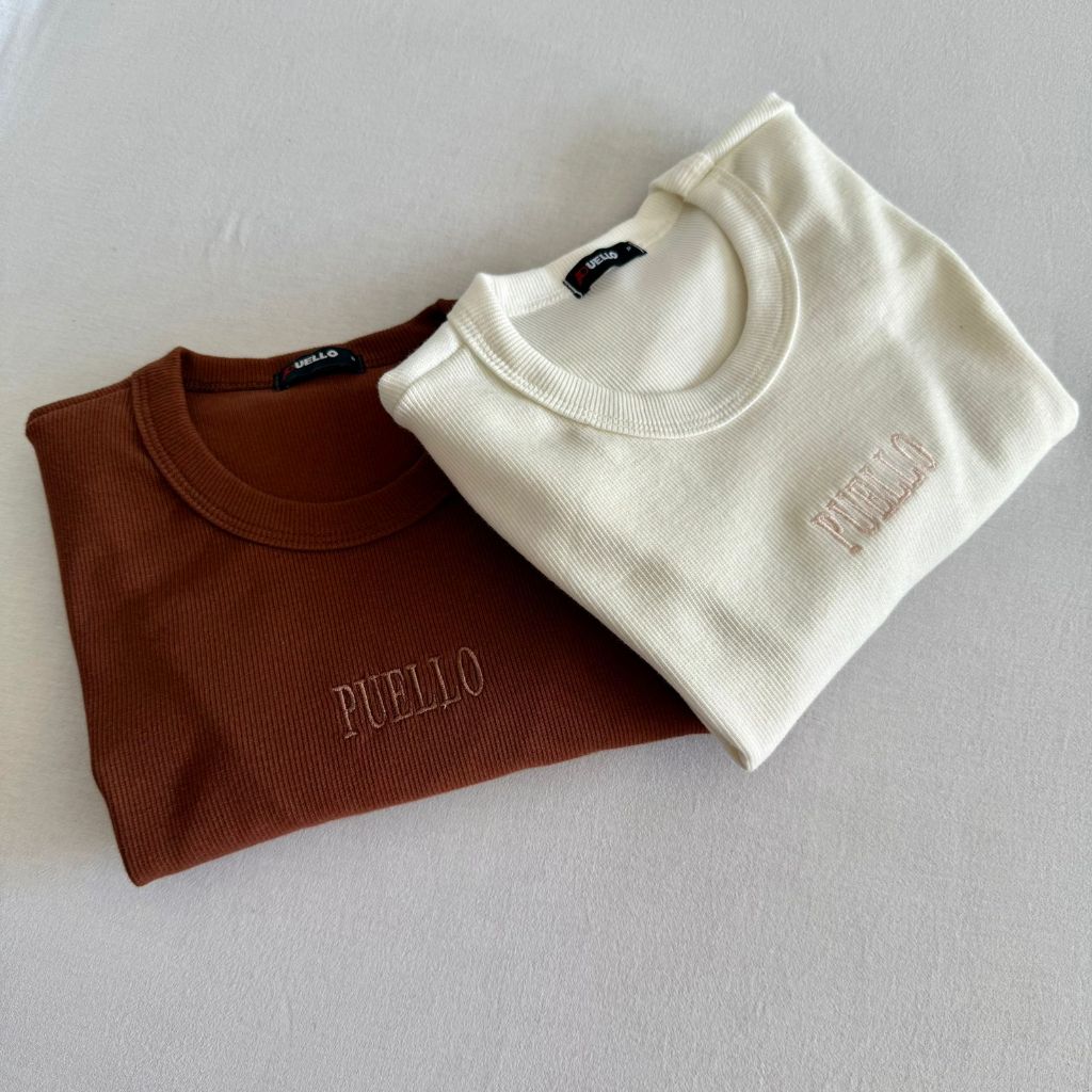 Kit 2 blusas basicas canelado premium marrom e marfim em Oferta na Shopee