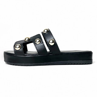 Birken Flatform Sandália Feminina em H com Detalhes em Esferas Douradas  Confortával Moda Ref. 30/48