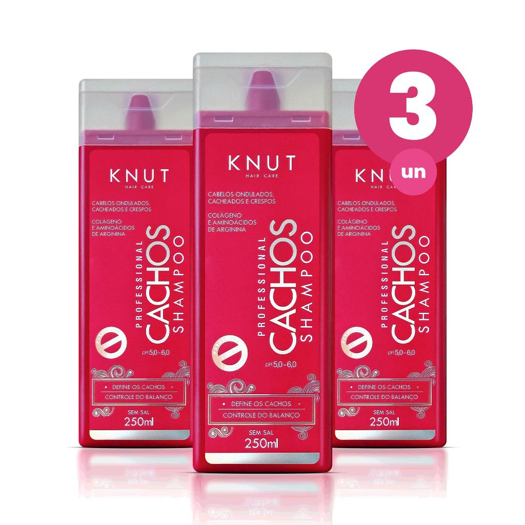 Kit 3 Shampoo Knut Cachos 250ml em Oferta na Shopee