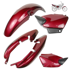 Kit Carenagem Titan 125 2000 a 2004 Plástico Rabeta + Paralama + Tampas Laterais PRETO/VERMELHO/VERDE/CINZA (PINTADO)