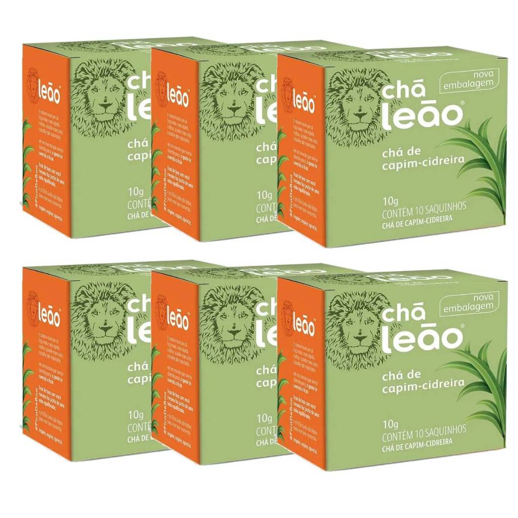 Imagem Chá Capim Cidreira Leão 10g Caixa com 10 Sachês Kit com 6 Unidades Calmante Natural