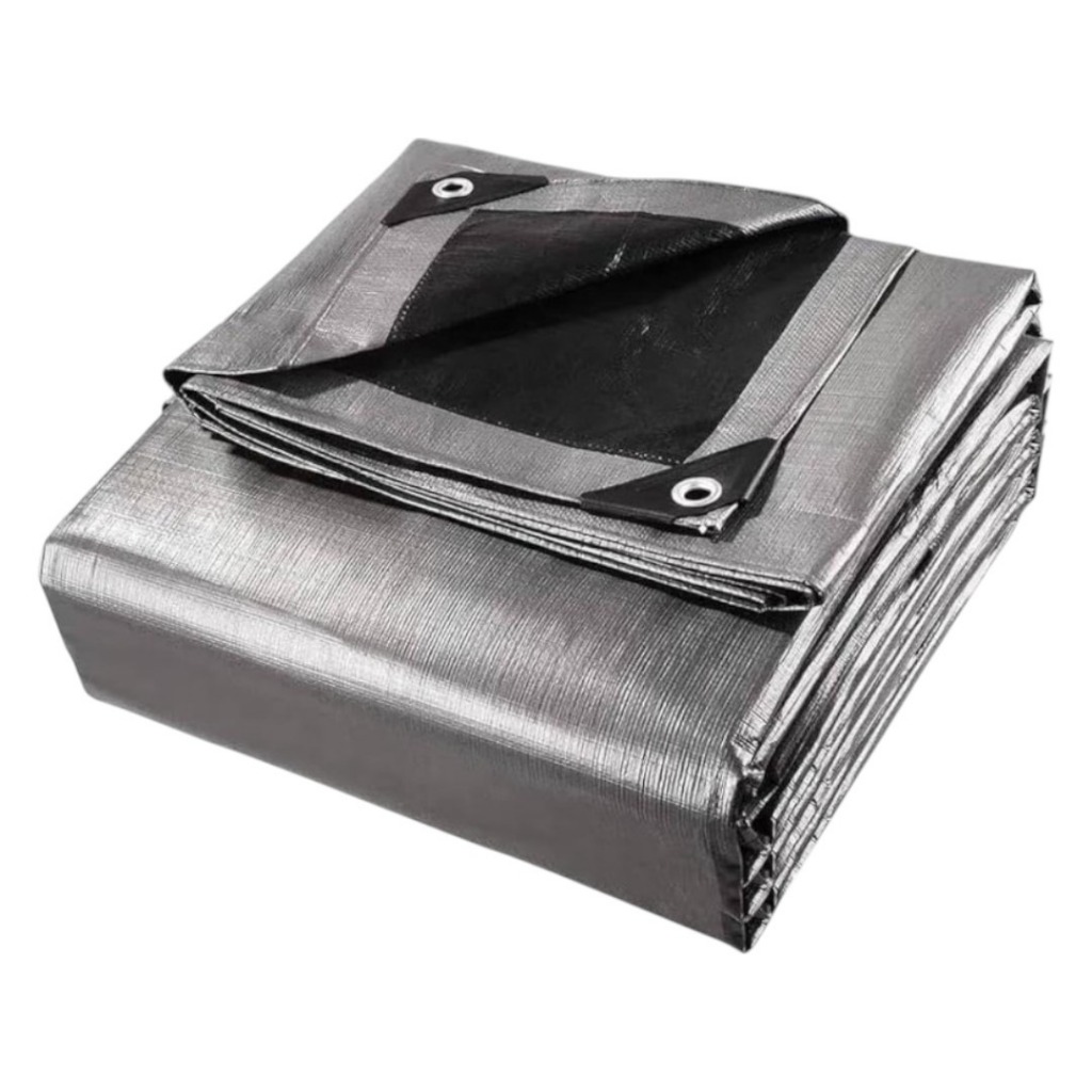 Tnt Lona Prata 3m X 3m - Extra Forte 300 Micras Com Ilhós