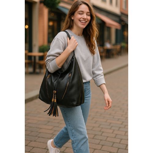 Bolsa Grande De Ombro Transversal Feminina Couro Ecologico Saco Varias Divisorias Bolsos Moderna Lançamento Trabalho Pas