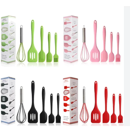 Kit 5 Peças Utensílios de Cozinha Silicone Colher Espátula Fue Espátula Pequena Pincel