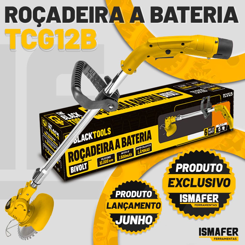 Aparador De Grama Elétrico Tira Capim Poda Recarregável 12v The Black Tools - Home & Living