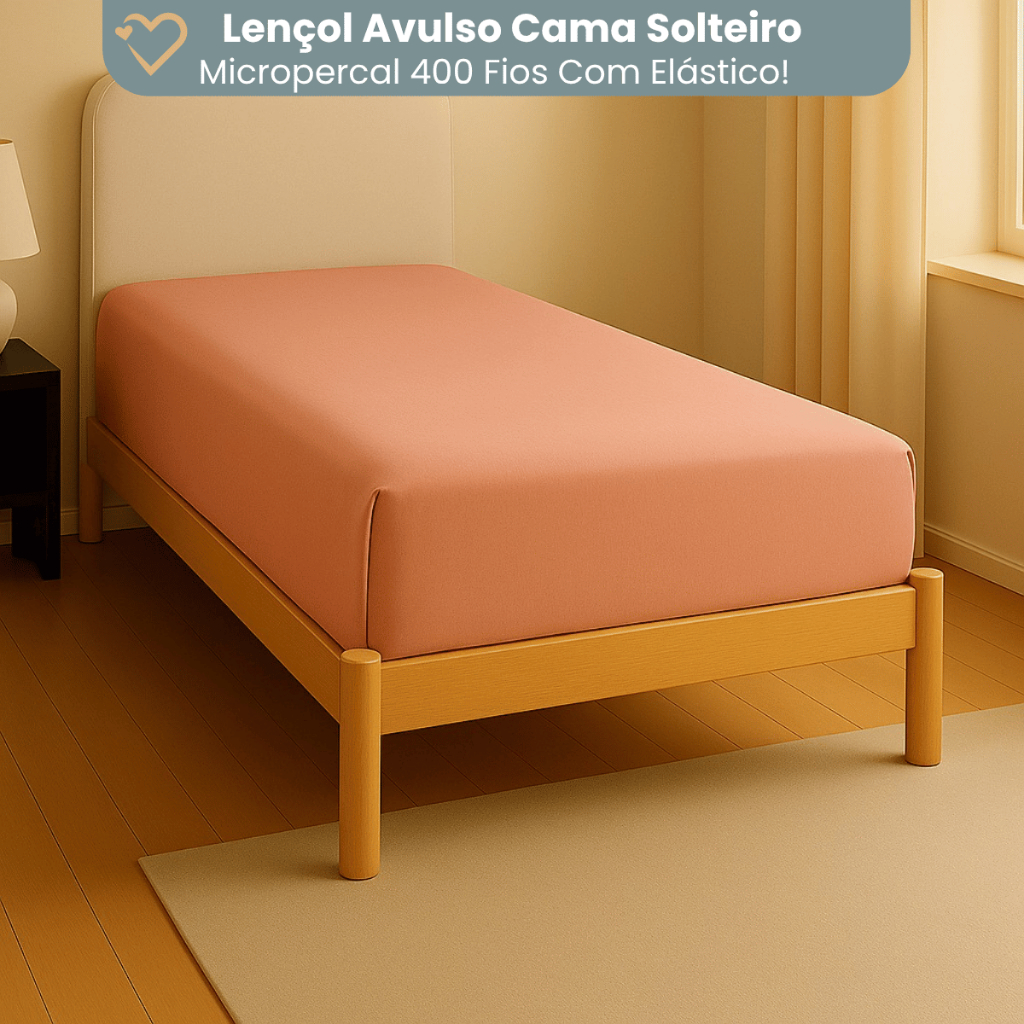 Jogo de Lençol Cama Solteiro Avulso 400 Fios Micropercal Liso Varias Cores