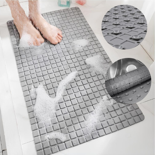 Tapete de Banheiro Antiderrapante Box com Ventosa Estilo Moderno Retangular 38.5x69cm