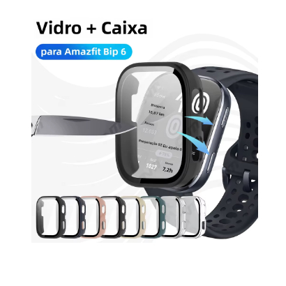 Capa Case Bumper Protetor de Tela de Vidro Temperado Para Amazfit Bip 6 em Oferta na Shopee