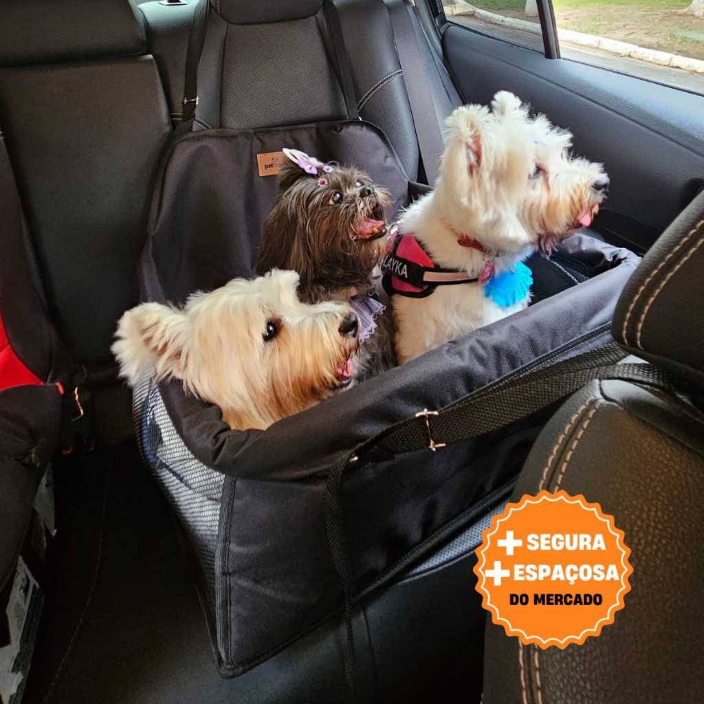 Cadeira Assento Para 3 Pets Cachorros Gatos Juntos no Carro Até 10kg Transporte Viagem
