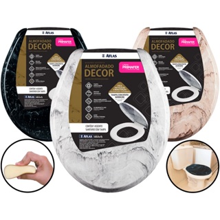 Assento Tampa Vaso Sanitário Almofadado Decor Mármore Marmorizado Oval Universal Atlas em Oferta na Shopee