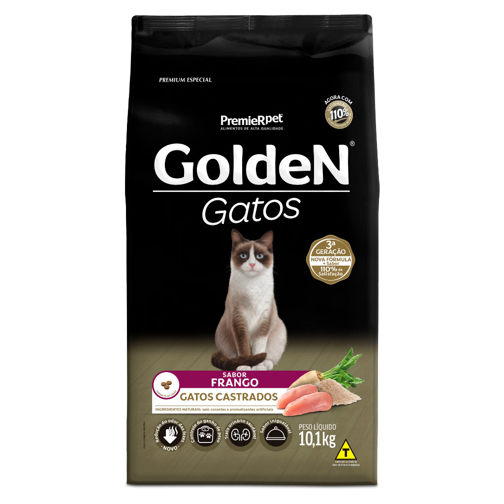 Ração Golden Fórmula Gatos Castrados Frango 10,1kg em Oferta na Shopee