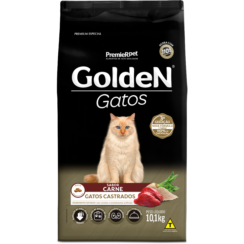 Ração Golden Fórmula Gatos Castrados Carne 10,1kg