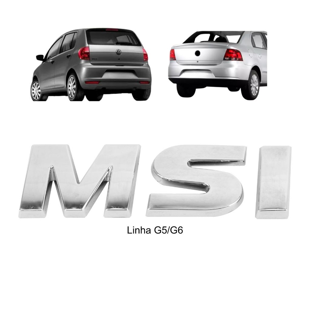 Emblema Letreiro MSI Grande Fox Gol Voyage Polo G5 G6 Cromado ou Preto