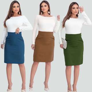 Saia Secretária Executiva Moderna Alfaitaria com Bolso e Ziper em Oferta na Shopee