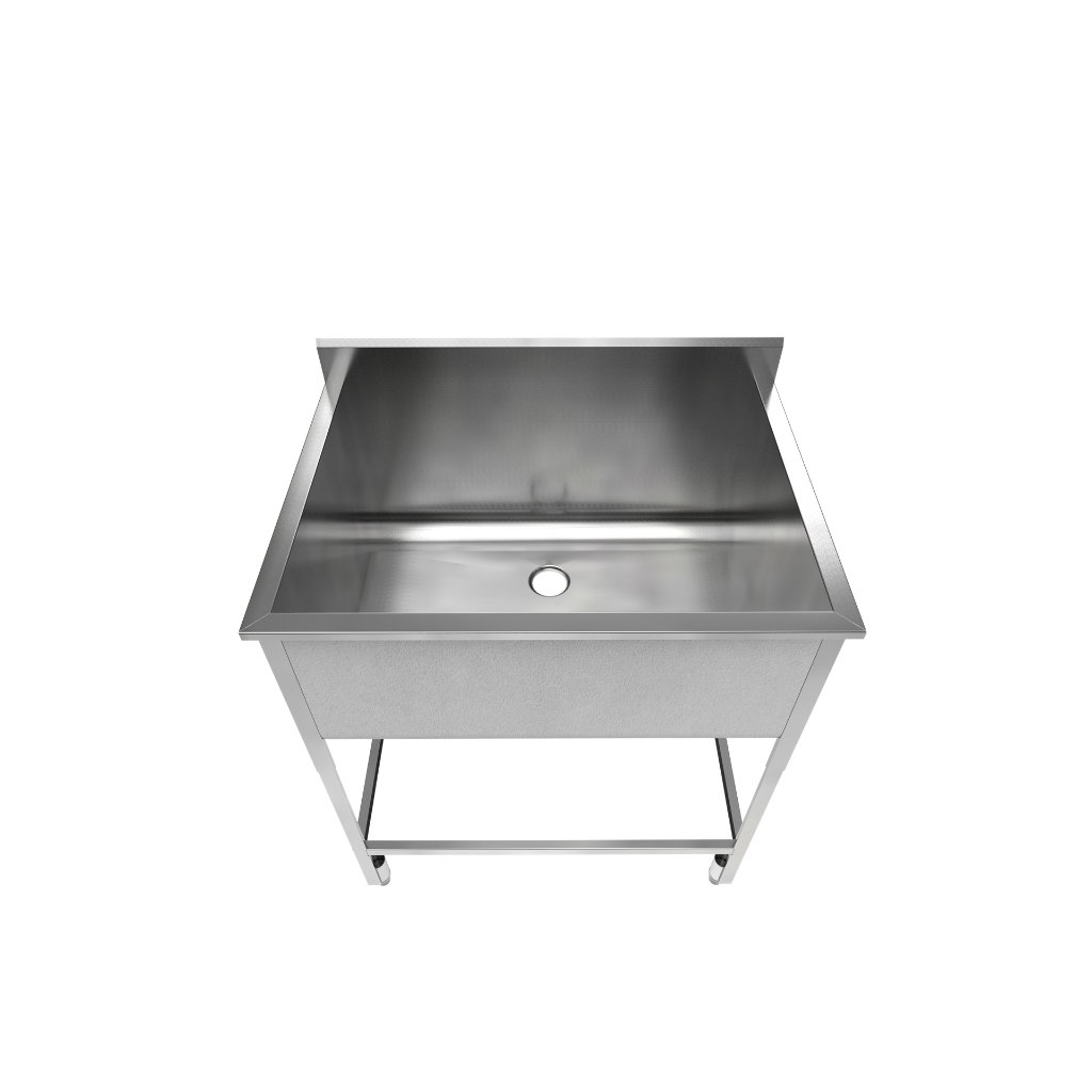 Tanque Industrial Inox 304 Com Pé 70x50x35 Cuba Profunda Gourmet Cinza