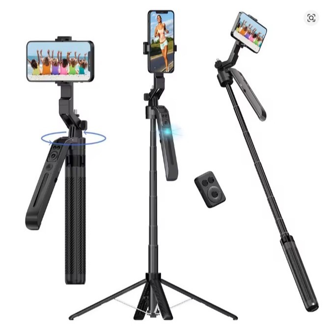 Tripé Inteligente 1.8m com Rastreamento Facial AI Estável 360° para Celular Selfie Stick Extensível