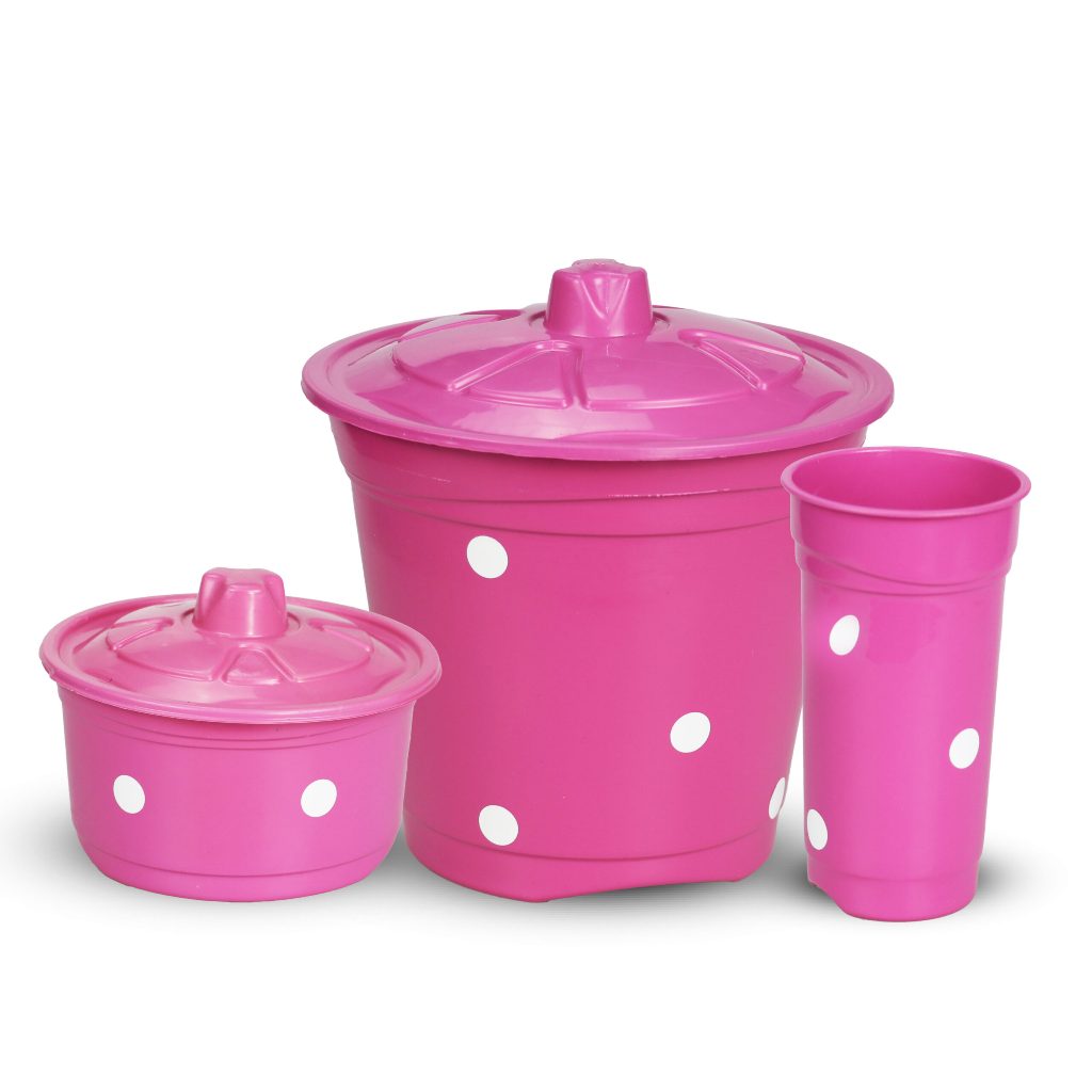 KIT PIA POÁ, LIXEIRA, PORTA DETERGENTE E PORTA SABÃO ROSA em Oferta na Shopee