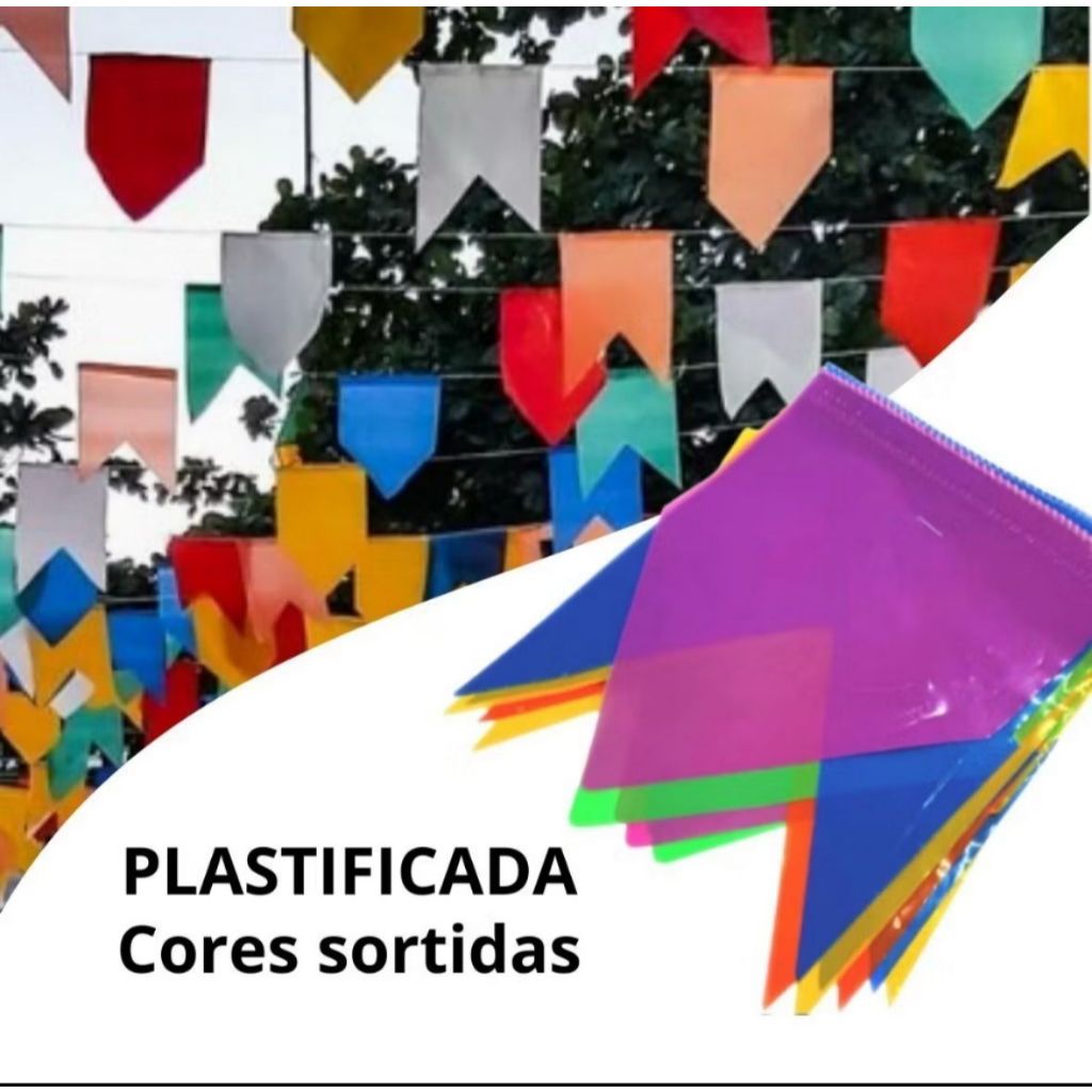 Kits 200/300/500 METROS Bandeirinhas Festa Junina Plástico Festa Junina - Bandeirola Colorida