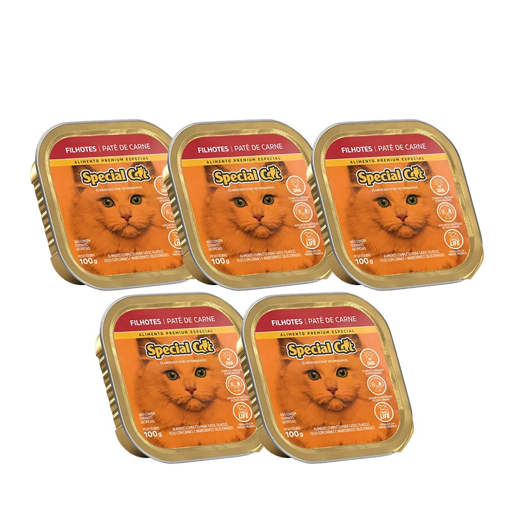Kit 5 Ração Special Car Patê Gatos Filhotes Carne - 100 em Oferta na Shopee