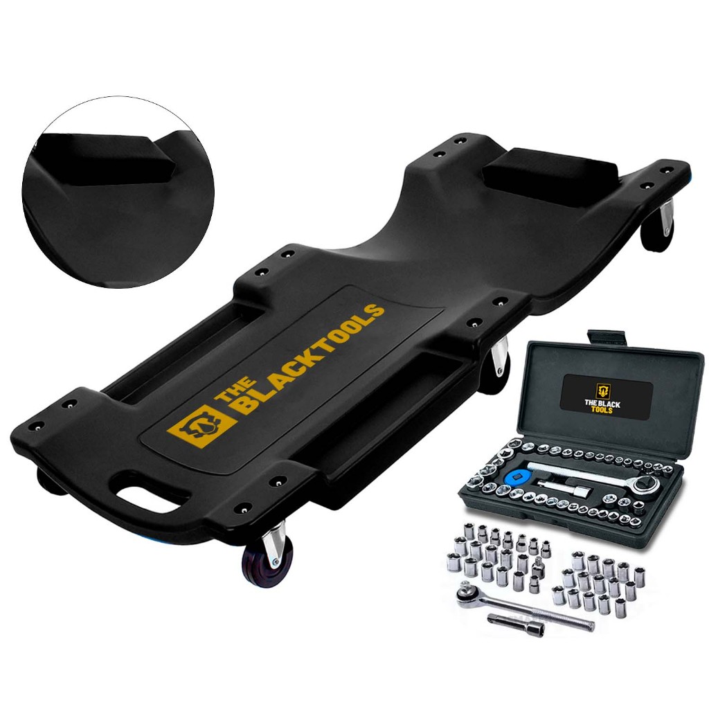 Carrinho Esteira Para Mecânico 150kg + Chave Pito Soquete 40 Peças The Black Tools em Oferta na Shopee