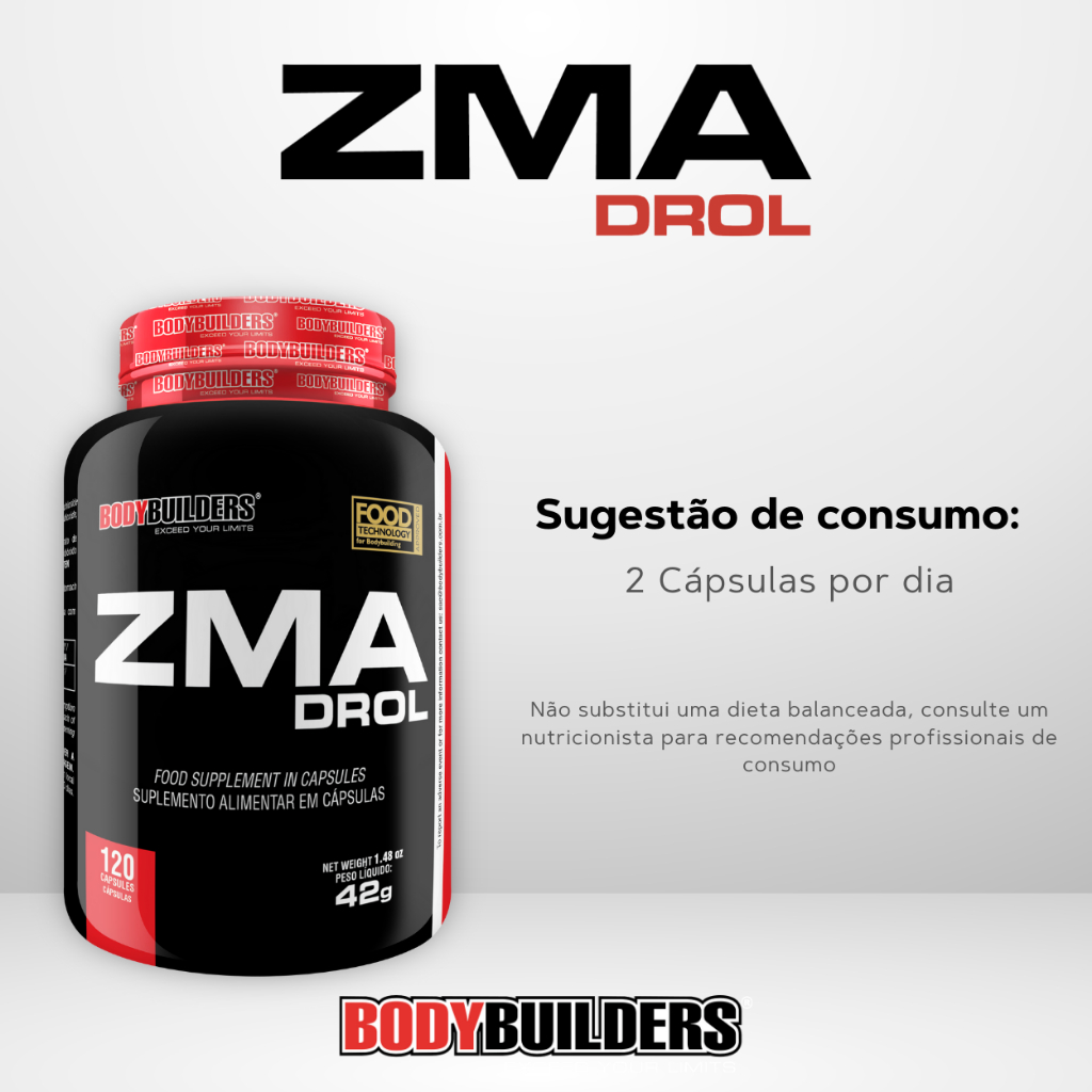 Detalhes do Kit Bcaa 4800 120 Cáps + Zma Drol 120 Cáps - Para Auxiliar no Crescimento - Bodybuilders