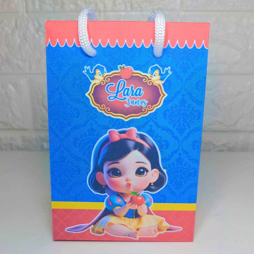 Pegue e Monte- Sacolinha Personalizada Branca de Neve cute baby Sacola Surpresa Lembrancinha Aniversário Mimo 10x15 cm