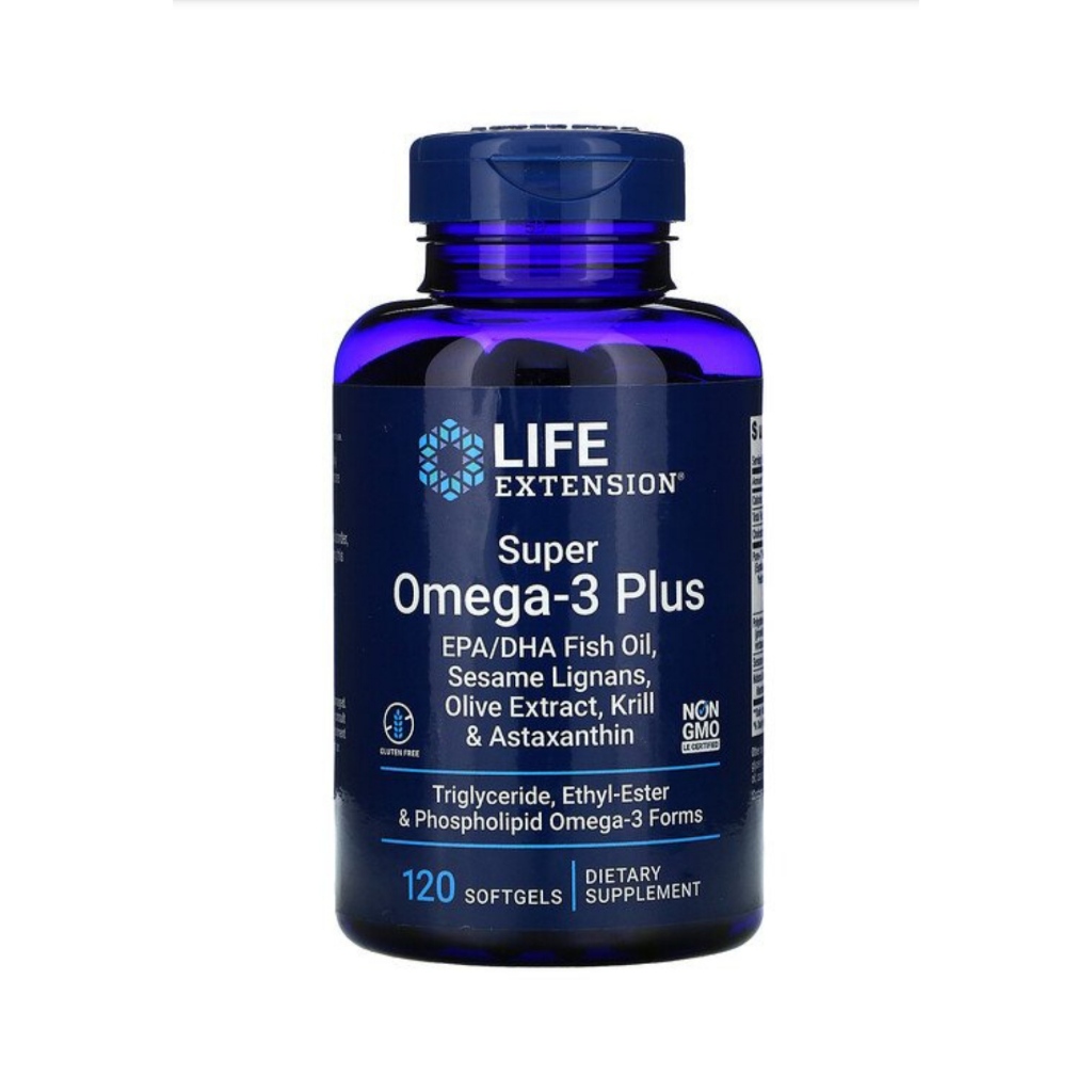 Óleo de peixe Super Omega-3 Plus EPA/DHA, lignanas de gergelim, extrato de azeitona, 120 softgels