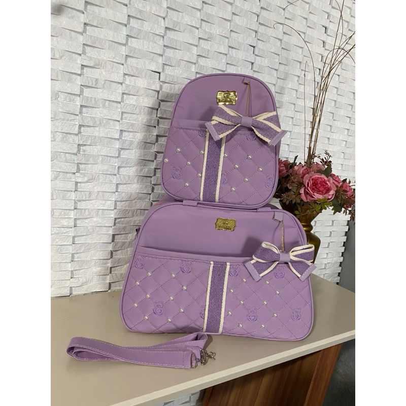 bolsa maternidade kit com 2 peças com mochila de costa de pérolas, ENVIO IMEDIATO. em Oferta na Shopee