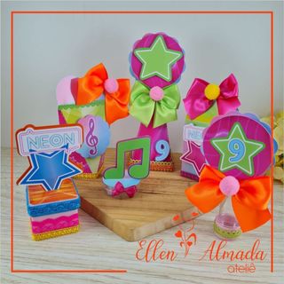Kit Lembrancinhas Personalizadas Neon-Lembrancinhas Neon-Kit Festa Neon-Papelaria Personalizada Neon-Festa Neon