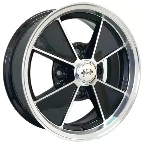 Kit 4 Rodas Aro 15 Tala 5,5 4x130 Brm Fusca Brasilia  Preta Diamantada Scorro S278