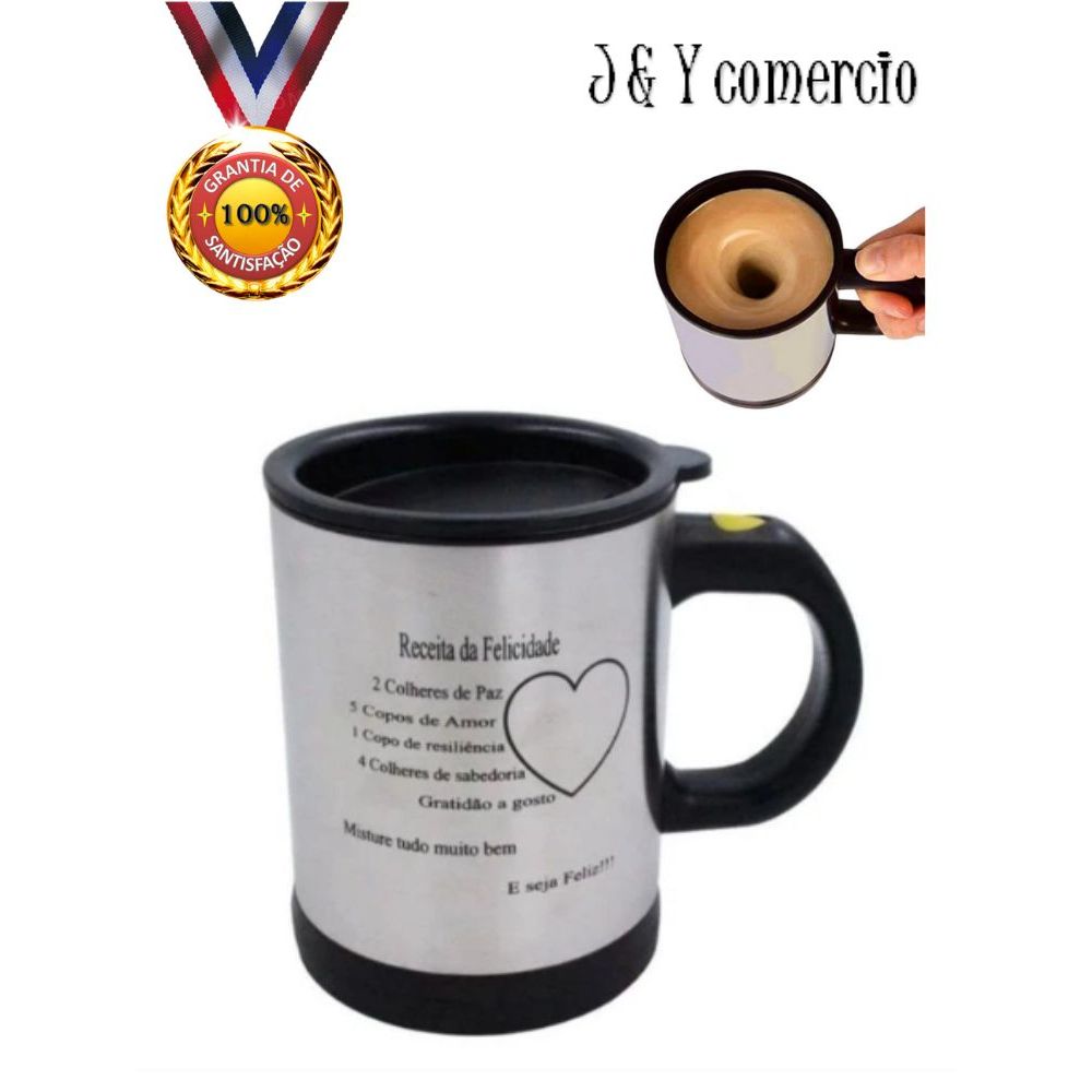 Caneca de Misturadora Em Inox Com Alça 350ML Cor Aleatorio (Requer duas pilhas AA *Não contem Pilhas)