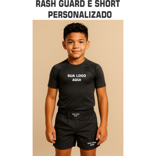 CAMISA RASH GUARD , SHORT LUTA - INFANTIL PERSONALIZADO em Oferta na Shopee