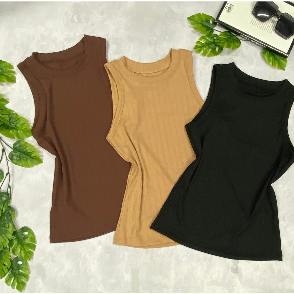 Regata Feminina Blusa Sem Manga Ribana Canelada Amanda em Oferta na Shopee