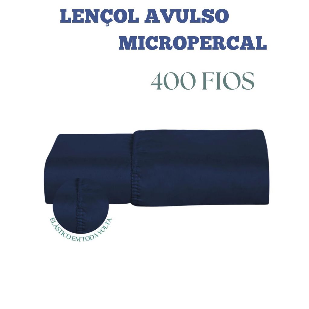Lençol Com Elástico Avulso Micropercal 400 Fios Solteiro Diversas Cores