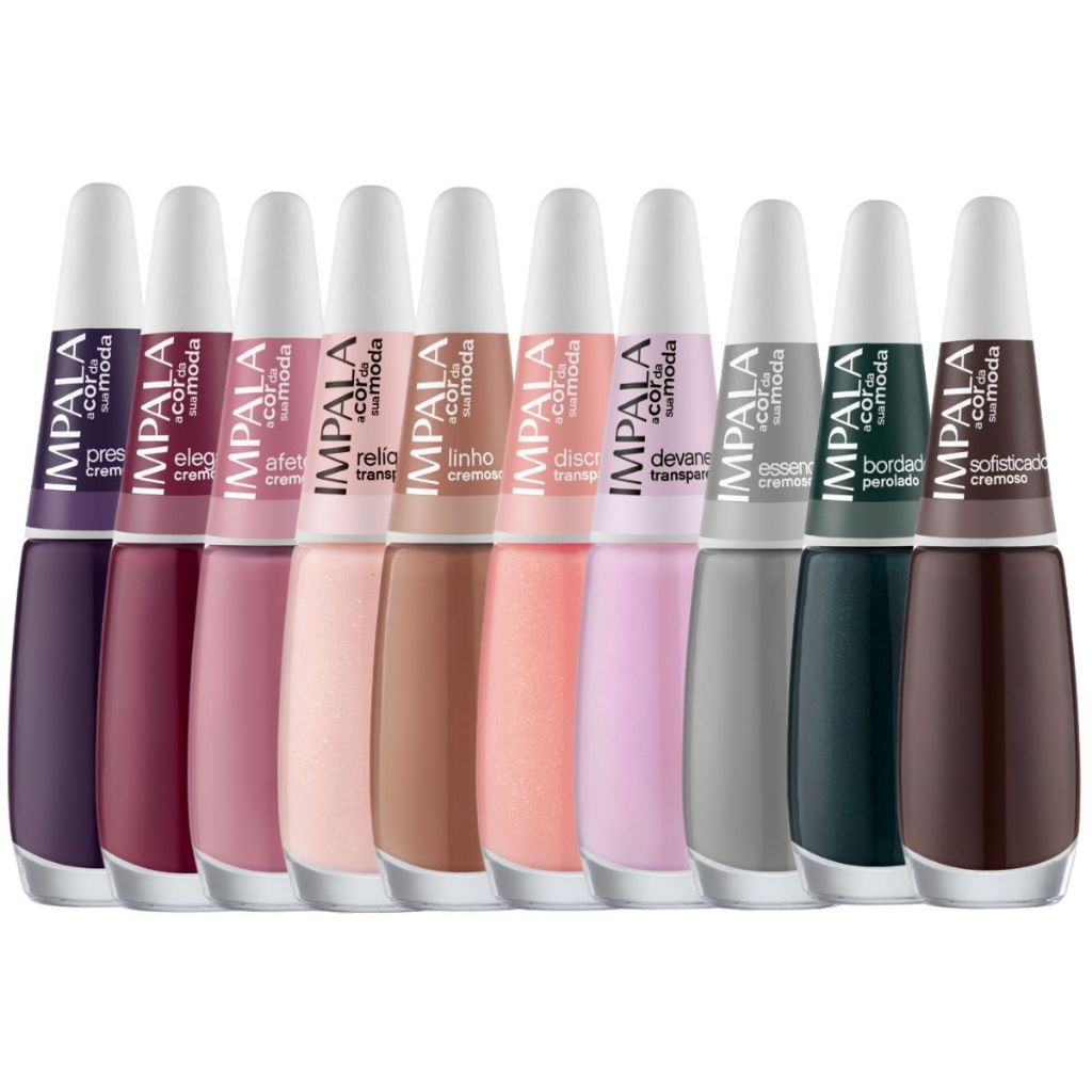 LANÇAMENTO IMPALA - MODA 6 - Kit 10 Esmaltes A Cor Da Sua Moda Coleção 6