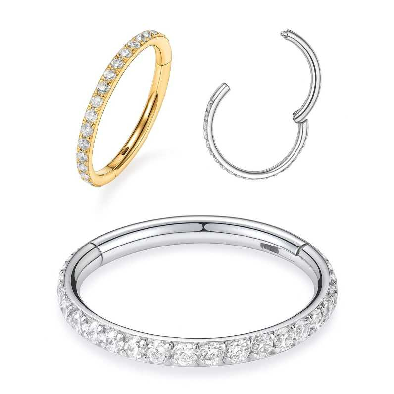Piercing Argola Clik Titânio PVD Zircônia Cravejada Septril, Rook Conch, Nariz Cultura do Marina Piercing Argola Premium em Oferta na Shopee