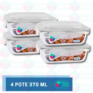 Conjunto 4 Potes Vidro Hermético Mantimentos Marmita 370ml em Oferta na Shopee