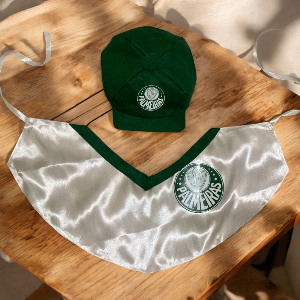 Bandana + boné Tina futebol palmeiras para cachorro e gato pet