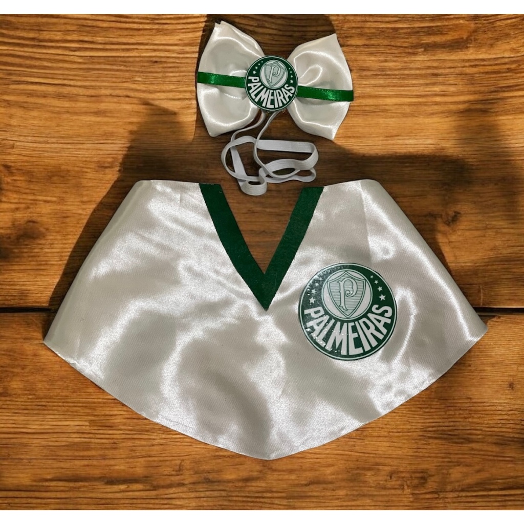 Bandana + laço time de futebol palmeiras para cachorro e gato pet