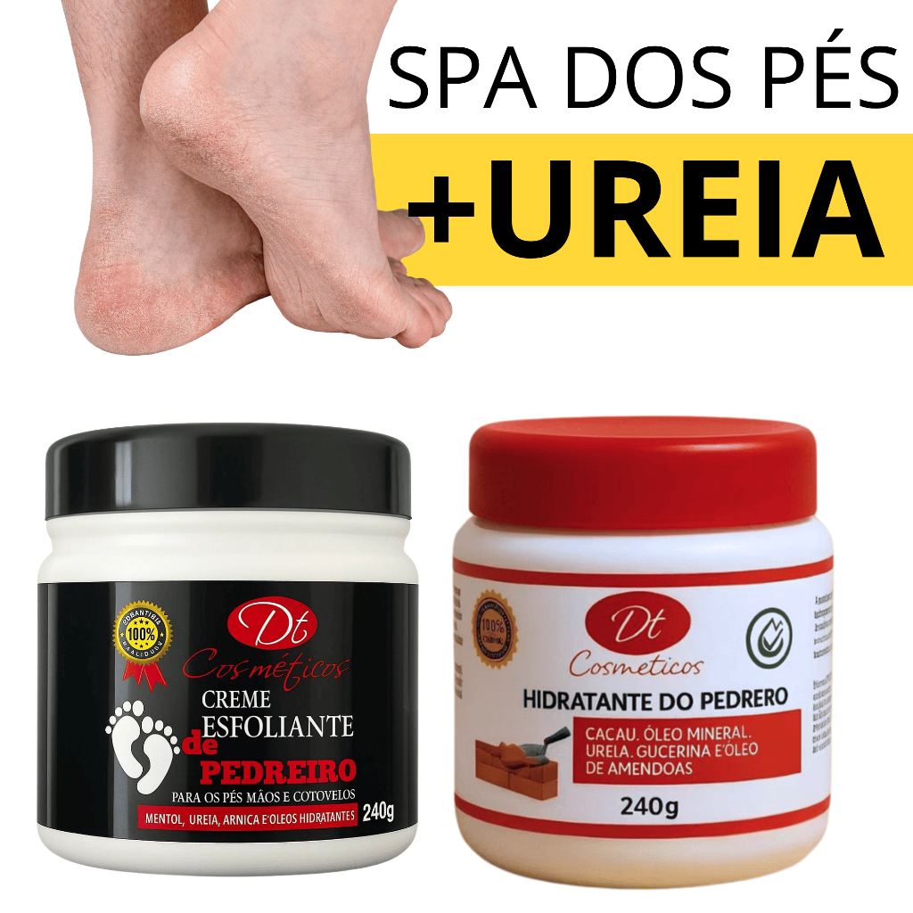 Kit SPA dos Pés Hidratante e Esfoliante de Ureia do Pedreiro Para Pés Rachados e Ressecados 240 g
