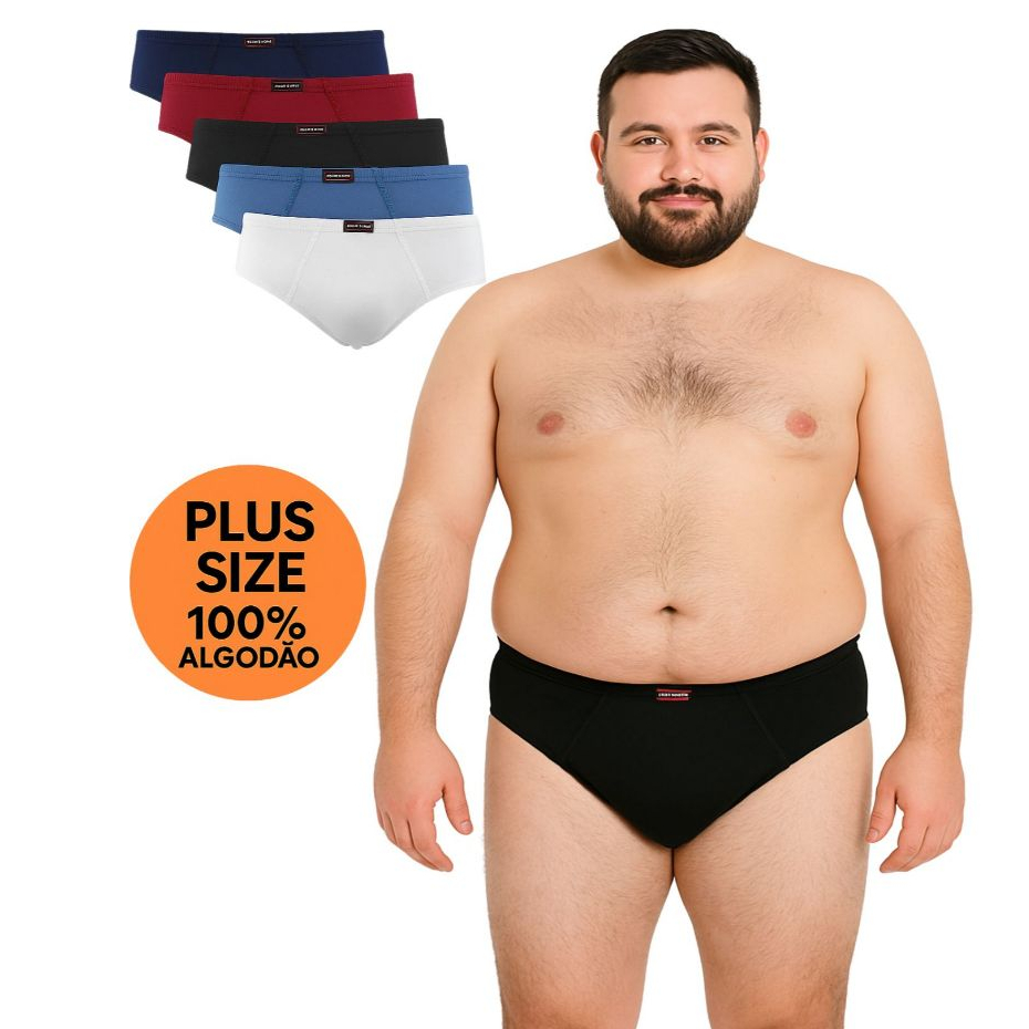 Kit 5,7 ou 10 Cueca Masculina Extra Grande Plus Size 100 % algodão G1 G2 G3 diversas cores confortável