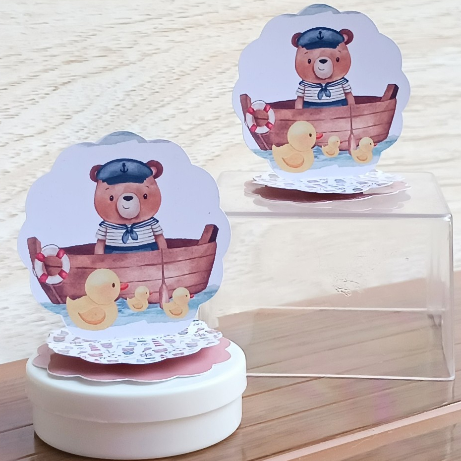Kit Aplique 3D Ursinho Marinheiro Personalizado 10,20,30,40,50, Festa Decoração Aniversário Latinha